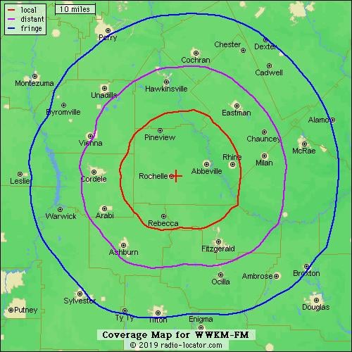 93.1 FM Rochelle - Coverage Area